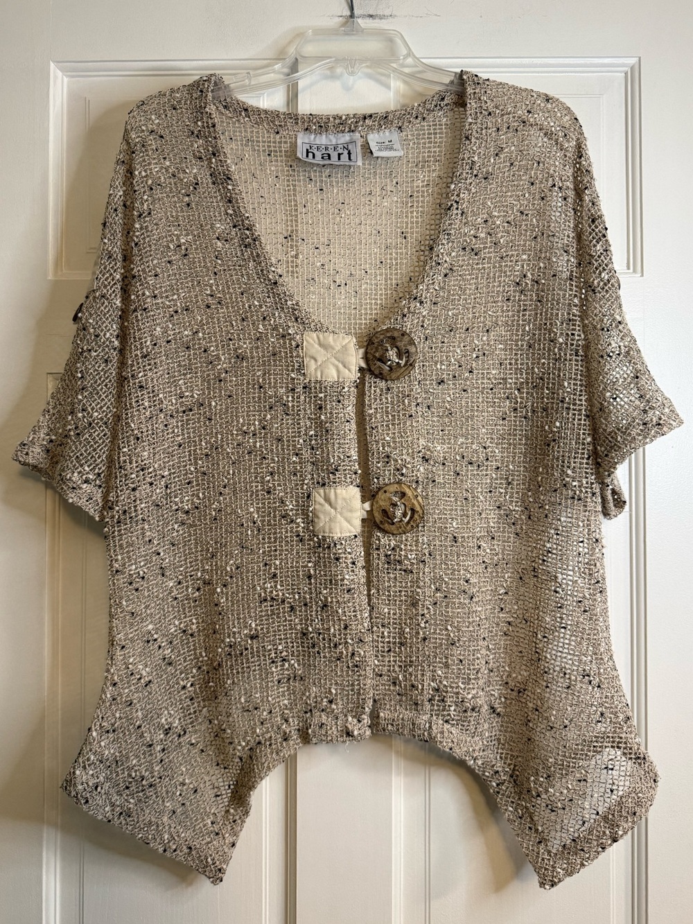 KEREN Hart Open-Weave Mesh Cardigan